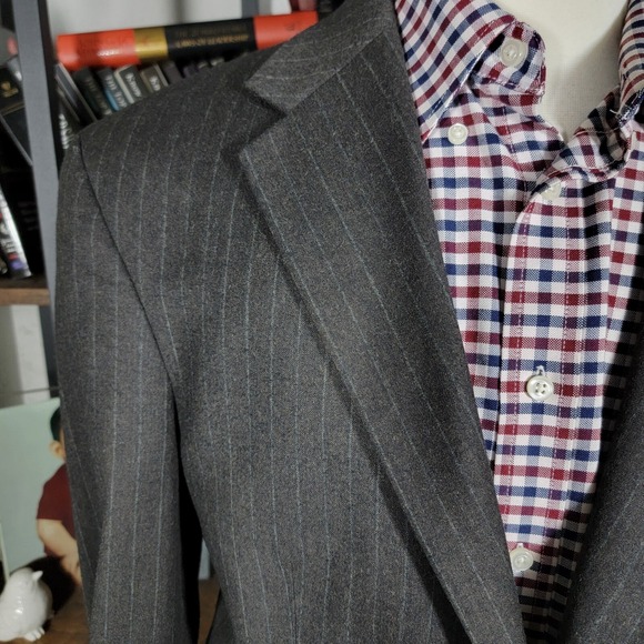 Nautica Men's Flannel Sport Coat Blazer Two Button Brown Striped Wool Size 40R - Picture 3 of 16